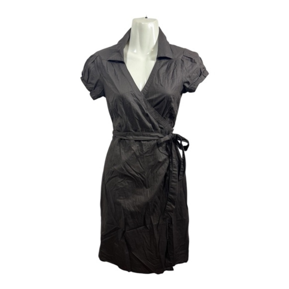 Rachel Mara Wrap Dress Womens Size 2 Choclate Brown Cotton Minimalist Casual